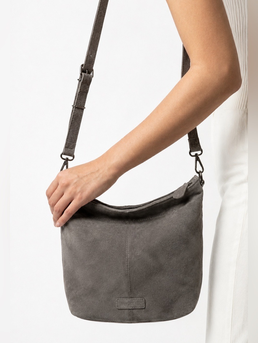 LIEBESKIND BERLIN 100% Suede Crossbody / Hand Bag Snakeskin Embossed Convertible